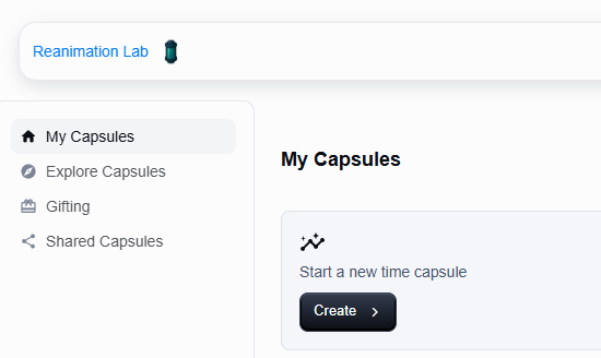 Create account and new capsule