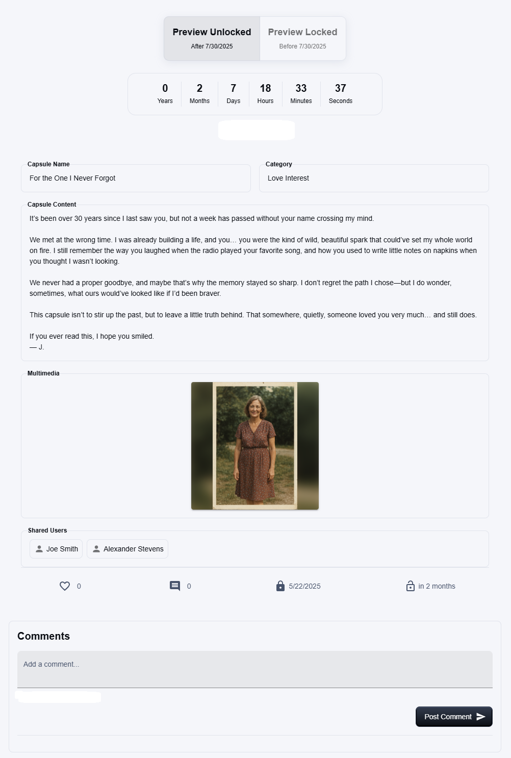 Preview and share capsule